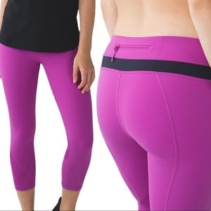 Lululemon Run Inspire Crop II Leggings Luxtreme Mesh Ultra Violet/Naval Blue 6